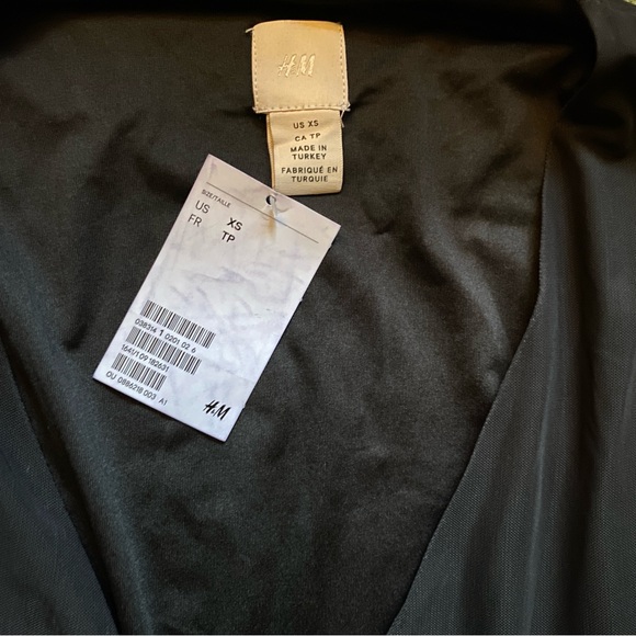 NWT H&M Black And Gray Mesh Polka Dot Long Wrap Midi Dress - Size XS - Picture 4 of 4